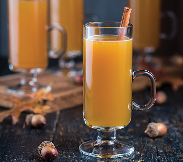 Enjoy sharing warm spiced apple cider with friends on cool autumn day