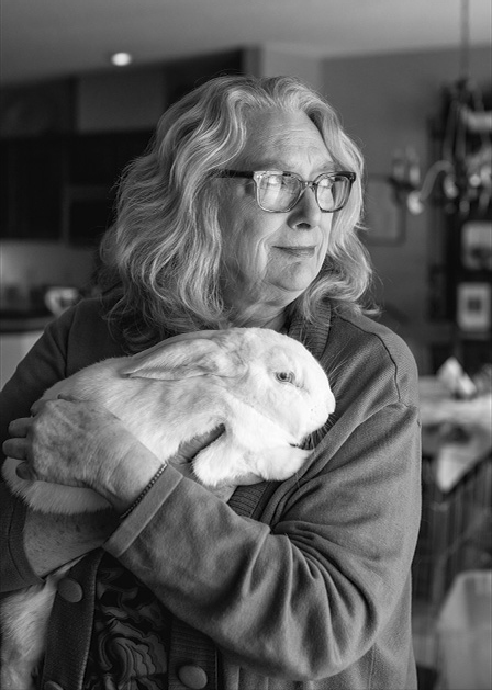 Mary Althaus of the Minnesota Companion Rabbit Society holds a rabbit.