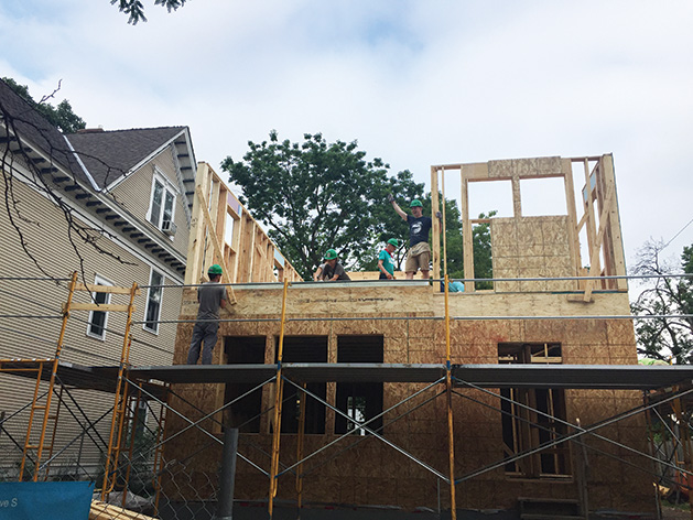 Volunteers from Mount Olivet Lutheran Church of Plymouth and Habitat for Humanity build a home in South Minneapolis.