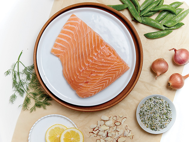 A cut of salmon from L&B Meal Creations, Lunds & Byerlys' meal kit service.