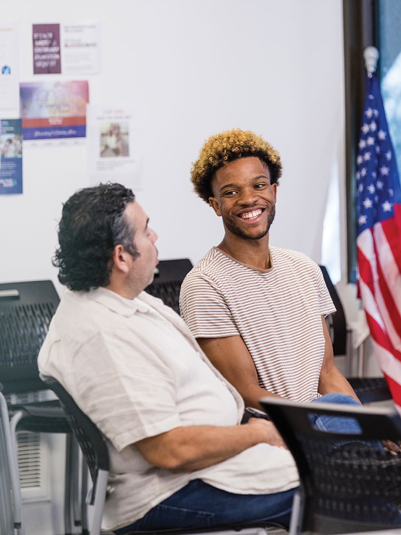 Veteran mentoring a fellow veteran.