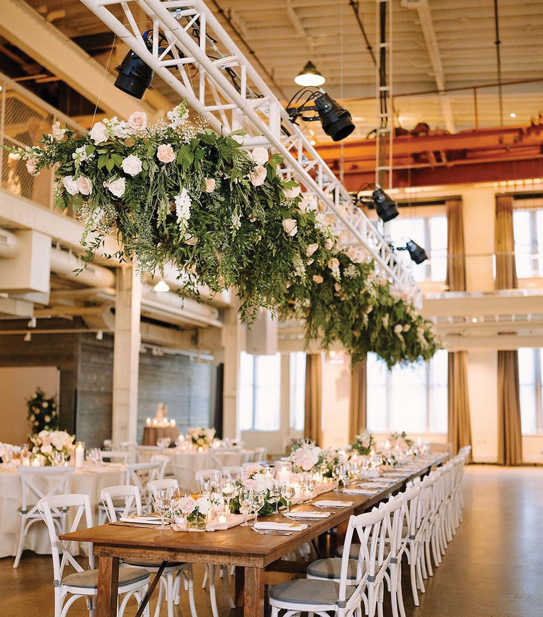 Wedding Reception Floral Ceiling Installation