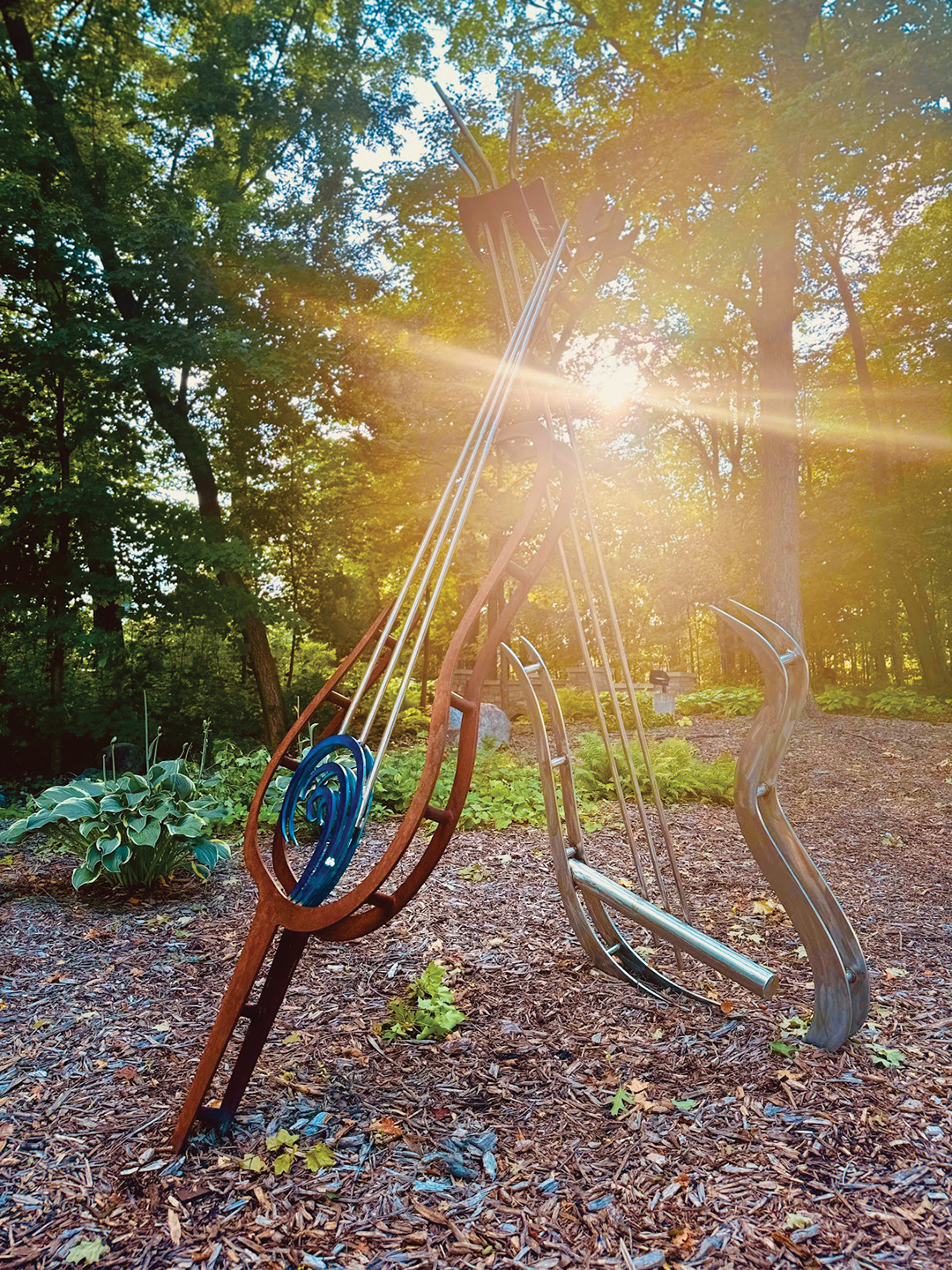 Music Sculpture Captured at Sunset