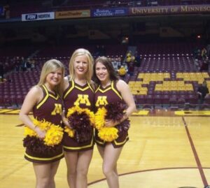 Amanda Gaines (far right) on the University of Minnesota Dance Team, 2008.
