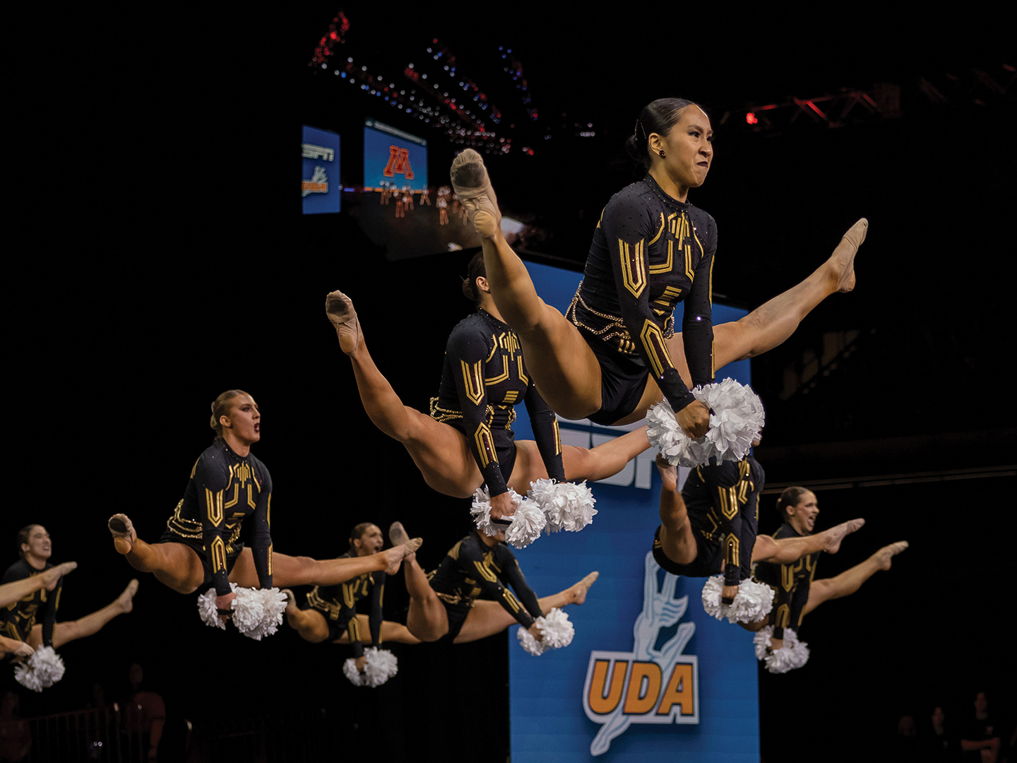 In 2025, the University of Minnesota dance team took home first place in pom (pictured) and second place in jazz at the Universal Dance Association’s College Nationals.