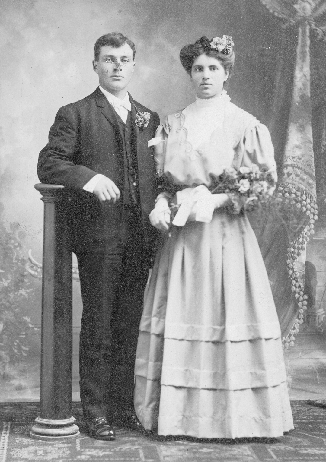 Wedding portrait of Matt and Barb Ditter dated February 5, 1908.