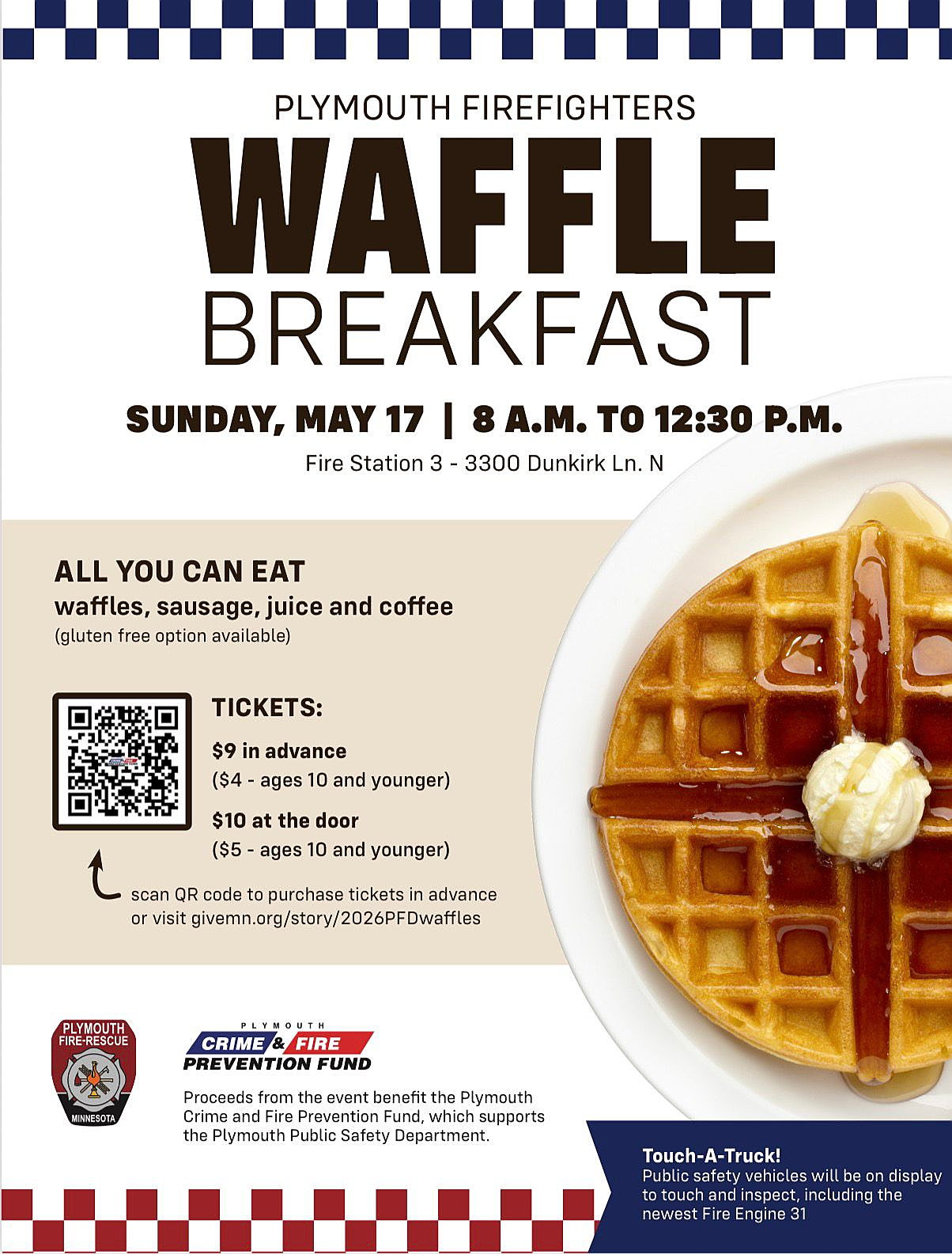Plymouth Firefighters Waffle Breakfast event poster