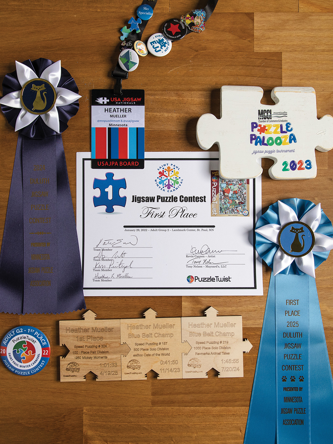 Since starting out in 2018, Heather Mueller’s love for puzzling has only grown. Stay up-to-date on her latest feats by following her on Instagram @mnpuzzlemom.