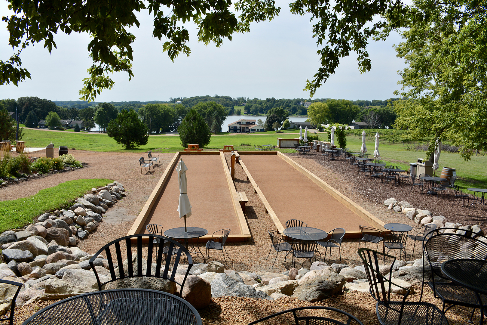 Schram Vineyards landscape overlooking lake