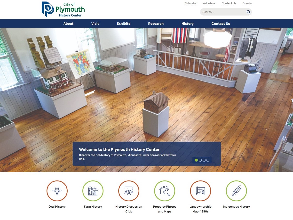 Plymouth History Center website landing page