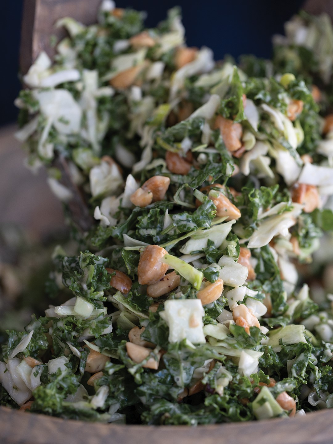 Kale and Cashew Salad With Maple Tahini Dressing
